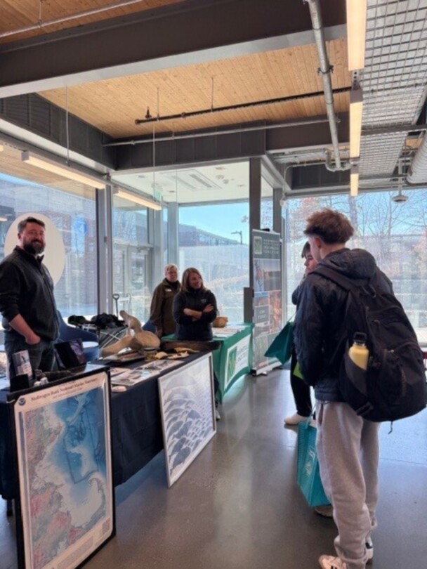 Students learning about marine life around Stellwagen Bank